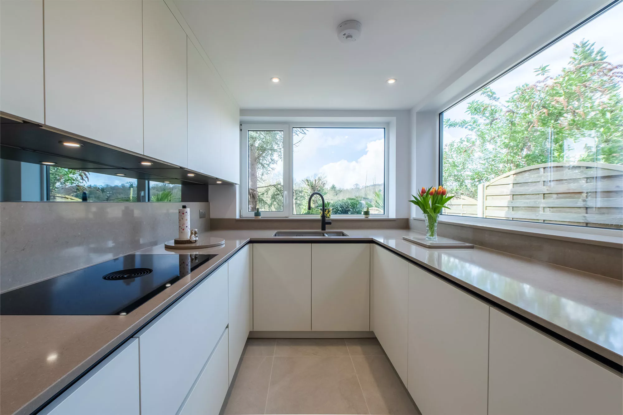modern white galley kitchen design